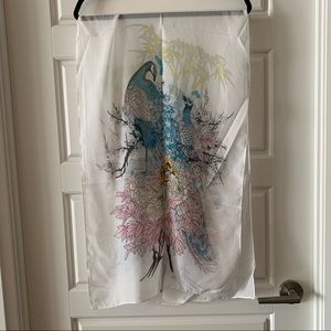 New in Bag Scarf with Peacock Print